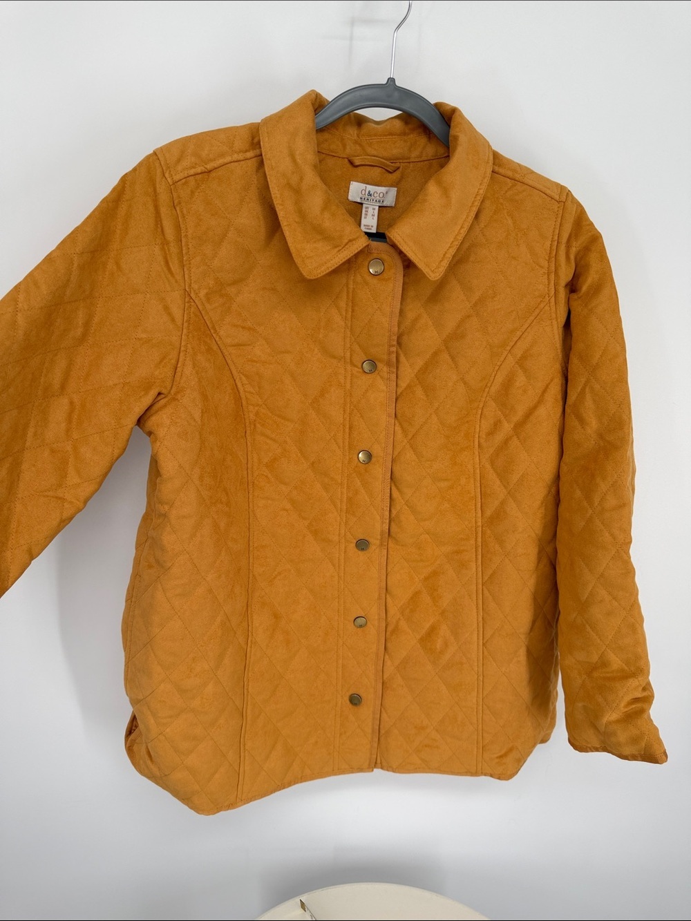 Denim&Co Heritage Quilted Faux Suede Barn Jacket NWT Size Medium Fall Gold - Picture 3 of 8